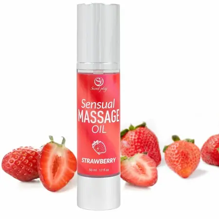 Secretplay Strawberry Massage Oil 50ml - Airless pumpa i hranljiva formula