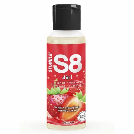 S8 4-u-1 Lubrikant & Masažni gel sa ukusom jagode 125ml