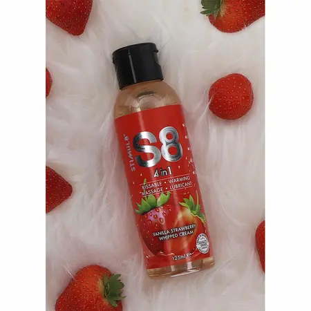 S8 4-u-1 Lubrikant & Masažni gel sa ukusom jagode 125ml