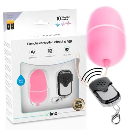 ONLINE daljinski upravljano vibrirajuće jaje M Roze - 10 modova, Vodootporan, ABS