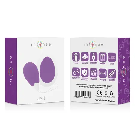 Intense Jan Lila bežično daljinski upravljivo intimno jaje, 10 režima, USB