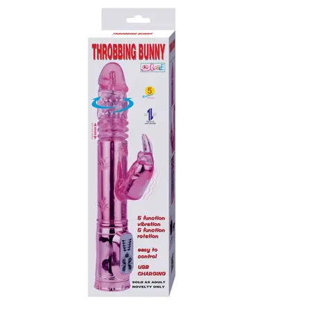 Baile Throbbing Bunny Pink Rotating Intimate Machine USB 29cm