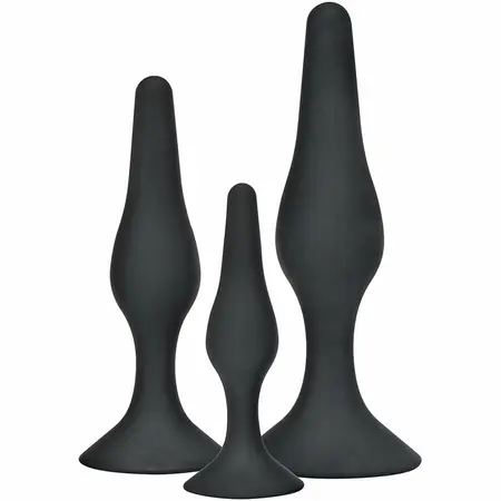 ToyJoy Curvy Companions Set od 3 analna čepa Crni Silikon Ergonomski