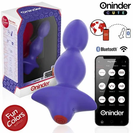 ONINDER Cute vibrirajući intimni čep Ljubičasti – Aplikacijski kontrolisan, 13.5 cm