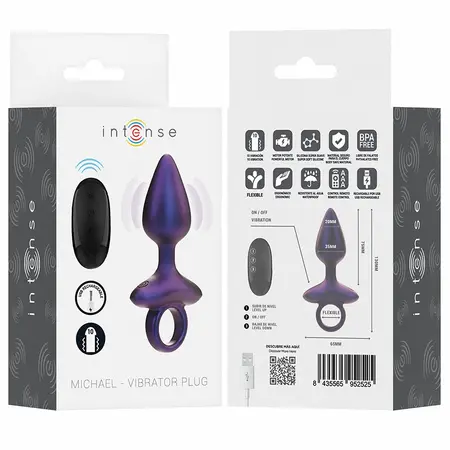 INTENSE Michael Rechargeable Vibrating Plug with Remote Control, Black