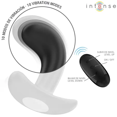 INTENSE Chandler Black 10-Mode Vibrating Anal Device with Remote, 9cm