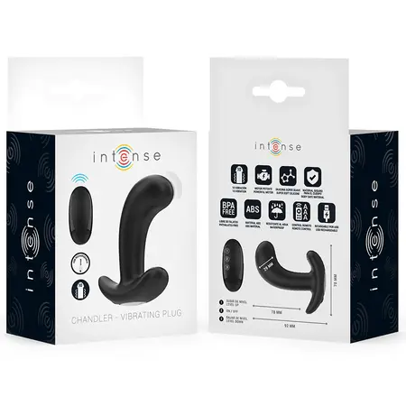 INTENSE Chandler Black 10-Mode Vibrating Anal Device with Remote, 9cm