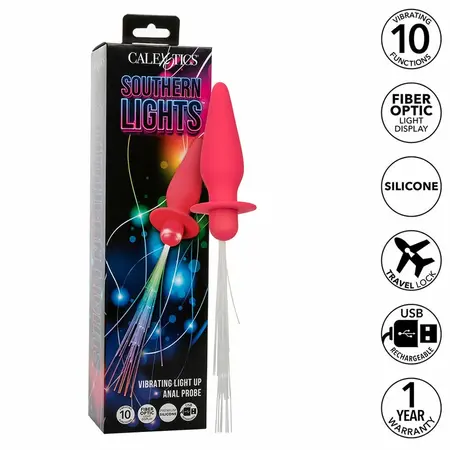 CalExotics Southern Lights Svetleći Silikonski Čep 10 Režima Roze