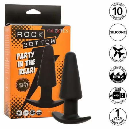 CalExotics Rock Bottom Suženi Silikonski Crni Čep 10 Režima USB Punjiv
