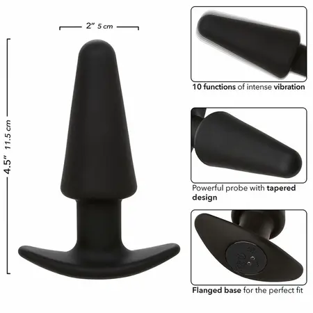 CalExotics Rock Bottom Suženi Silikonski Crni Čep 10 Režima USB Punjiv