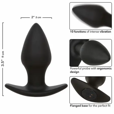 CalExotics Rock Bottom Silikonski Intimni Čep 10 Vibracija Crni