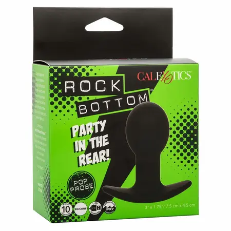 CalExotics Rock Bottom Silikonski Crni Vibrirajući Čep 10 Režima USB Punjiv