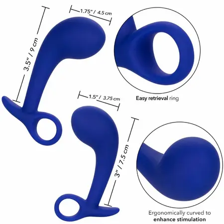 CalExotics Admiral Anal Training Set 2 Silicone Plugs Blue Ergonomic