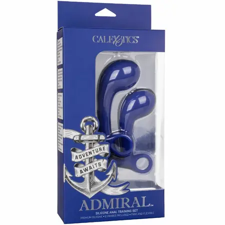 CalExotics Admiral Anal Training Set 2 Silicone Plugs Blue Ergonomic
