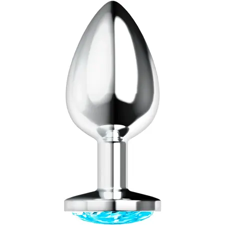 OHMAMA Stainless Steel Intimate Plug with Blue Crystal L 8 cm