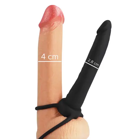 MYTHOLOGY COBI-ONYX Crni Silikonski Intimni Sistem 13.5 cm sa Dvostrukim Prstenovima