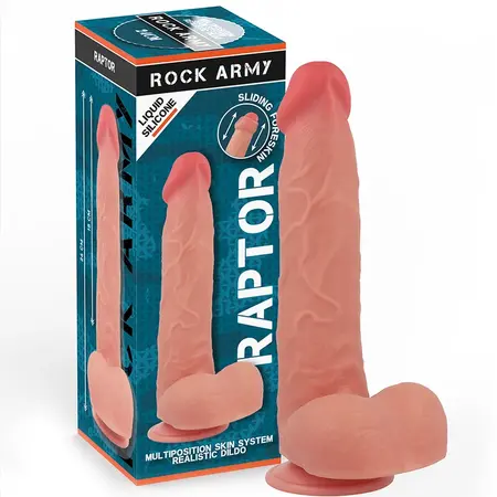Rockarmy Tečni Silikon Raptor 24cm Natural - Fleksibilni Model sa Usisnom Bazom
