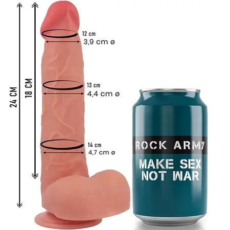 Rockarmy Tečni Silikon Raptor 24cm Natural - Fleksibilni Model sa Usisnom Bazom