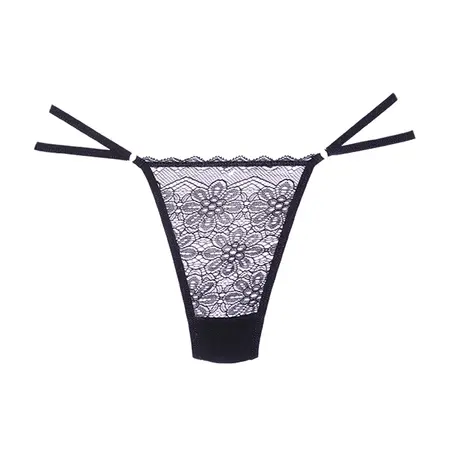 Dreamgirl Mrežasta i čipkana tanga Crna Podesiva One Size