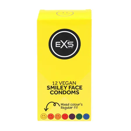 EXS Smiley Face Regular 12 komada - Veganska lateks zaštita, 54mm nominalna širina