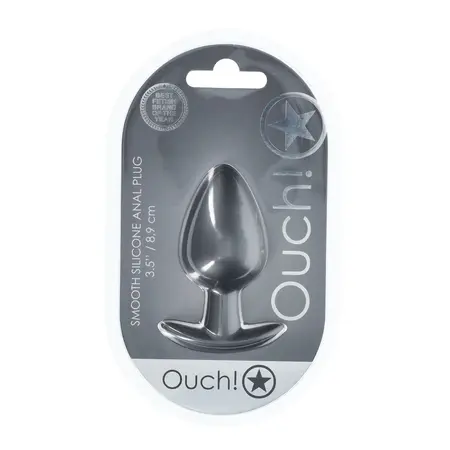 Ouch! Smooth Silicone Plug Large 3.5'' (8.9 cm) Gunmetal Finish