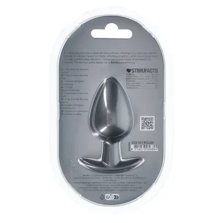 Ouch! Smooth Silicone Plug Large 3.5'' (8.9 cm) Gunmetal Finish