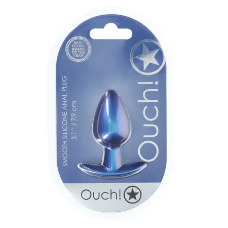 OUCH! Medium Silicone Plug 7.9 cm Metallic Blue - Smooth Design