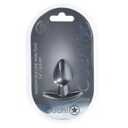 Ouch! Smooth Silicone Plug Small 2.6'' (6.5 cm) Gunmetal Finish