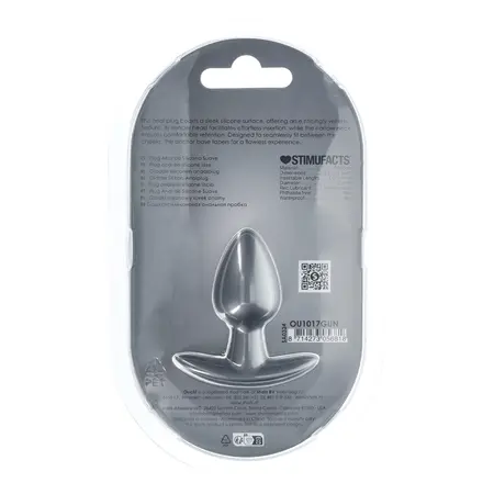 Ouch! Smooth Silicone Plug Small 2.6'' (6.5 cm) Gunmetal Finish