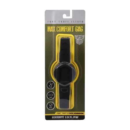 Doc Johnson Max Comfort Gag crni – fleksibilni silikonski potpora za vilicu