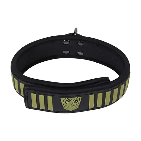 Doc Johnson Tactical podesivi set ogrlice i povodca crno-zeleni neopren