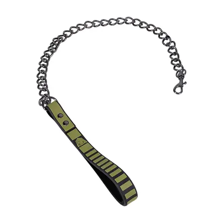 Doc Johnson Tactical podesivi set ogrlice i povodca crno-zeleni neopren