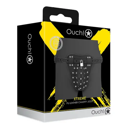 OUCH! Xtreme PU Kožni Pojas Čednosti sa Podesivim Kaishevima Crni