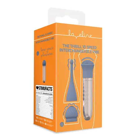 Loveline The Thrill 10-Brzinski Izmenjivi Plavi Vibrator, Tihi Dizajn