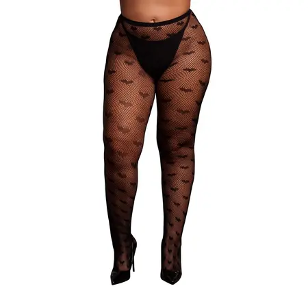 Leg Avenue Plus Size najlonke sa uzorkom srca crna XL-4XL