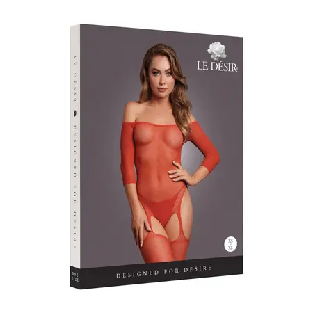 Rene Rofe Shimmering off-shoulder bodi-čarapa crvena/zlatni šljokići jedna veličina