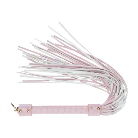 Ouch! Paris kolekcija flogger roze – Bondirana koža, iridescentni akcenti