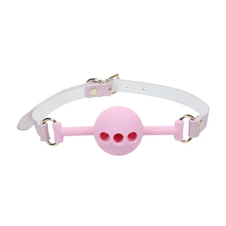 Ouch! Paris kolekcija silikonski prozračni ball gag roze podesivi kaiš