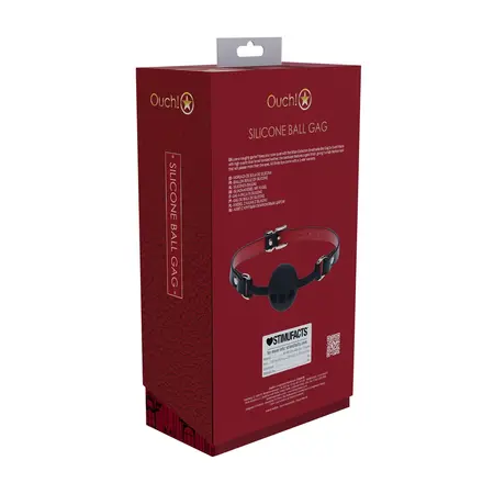 Ouch! Milan Collection Silikonski Proprozracni Ball Gag Crni/Crveni Podesivi
