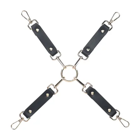 Ouch! Milan Collection 4-Smerne Hogtie Spojnice Crne/Crvene - Bonded Koža