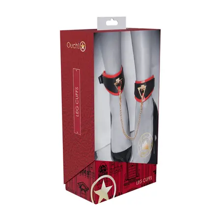 Ouch! Milan Collection Podesive Lisice za Noge Crne/Crvene Bonded Koža