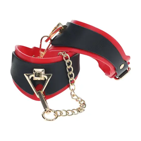 Ouch! Milan Collection Podesive Lisice za Noge Crne/Crvene Bonded Koža