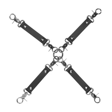 Ouch! Venice Collection Hogtie Spojnice Crne - 4-Smerni Sistem za Vezivanje
