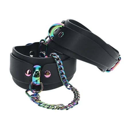Ouch! Venice Collection Podesive Lisice za Noge Crne - Bonded Koža, Modni Hardver