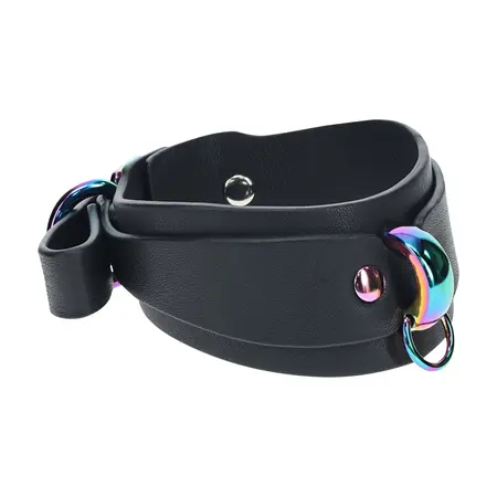 Ouch! Venice Collection Podesive Lisice za Noge Crne - Bonded Koža, Modni Hardver
