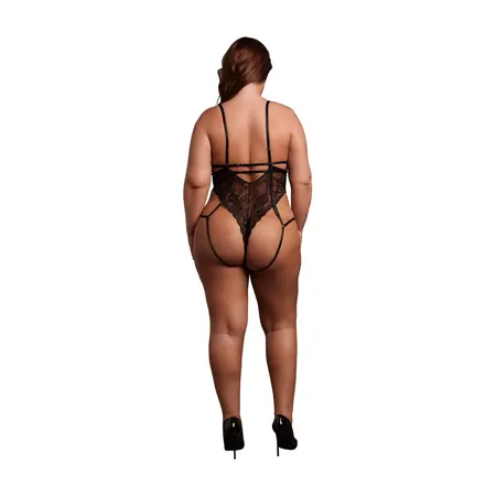 Obsessive bodi model 8714273043801 plus size čipka otvorene čašice crna