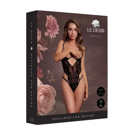 Obsessive bodi Luiza otvorene čašice čipka, podesiva, one size, crna