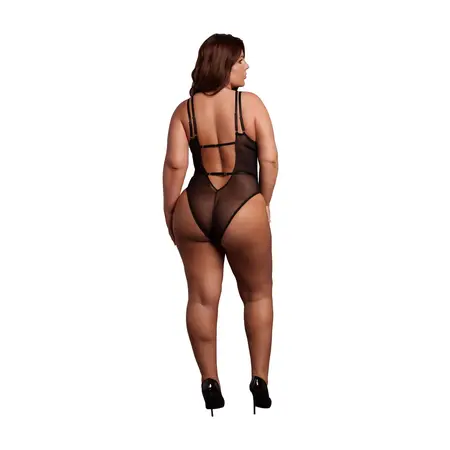Obsessive bodi 861-TED-1 plus size čipka crna podesivo pristajanje