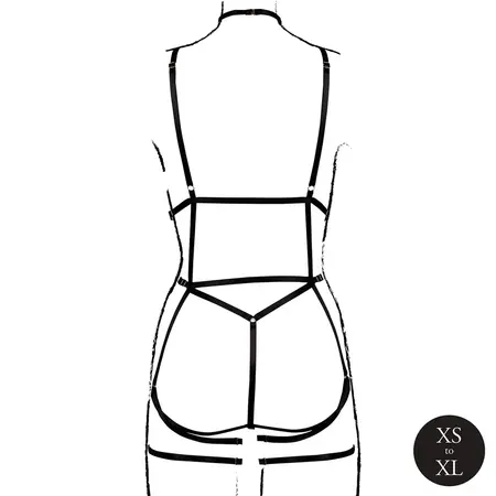 Shots trakasti body harness sa otvorenim čašicama i podvezicama crna one size