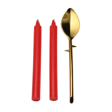 Drip Sensation Set Sveća za Vosak sa Lopaticom od Cink Legure, Bez Mirisa, 8.2in